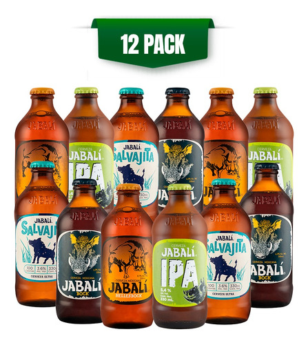 Cerveza Artesanal Jabalí Variety Ipa 12 Botellas De 330ml