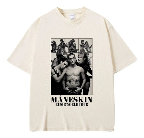 Camiseta De Algodón Neutro Impresa Maneskin Rush