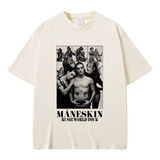 Camiseta De Algodón Neutro Impresa Maneskin Rush