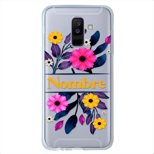 Funda Galaxy Flores Personalizada Con Nombre