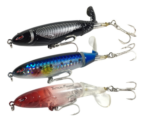 Kit Con 3 Señuelos De Pesca Superficial Whopper Plopper 