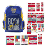 Kit Set Mochila Boca Juniors Grande Espalda + 218 Art Filgo