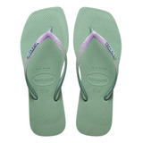 Chinelo Havaianas Ponta Quadrada Square Glitter Argila