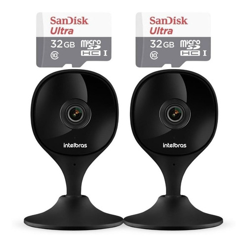 2 Câmeras Ip Wi-fi Imx C Black Intelbras + Cartão 32gb Ultra