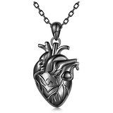 Collar De Corazón Anatómico De Plata De Ley 925 Para Hombres