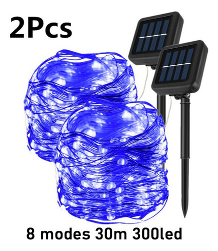 2 Piezas 8 Modos Barra De Luz Solar Navideña Impermeable 20m
