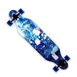 Patineta Longboard Skateboard Trucks Con Lija 7 Capas Tabla Color Azul Marino