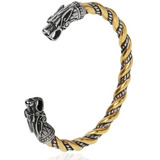 Pulseira Bracelete Viking Lobo Fenrir Tribal Aço Inoxidável