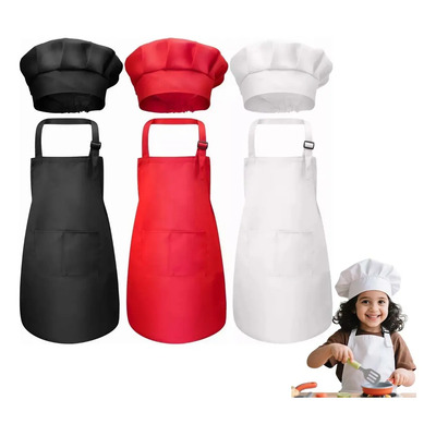 3pcs Disfraz Chef Máster Niños Cocinero Gorro Para Niño Niña Multicolor L