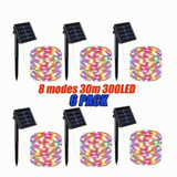 6 Unidades 8 Modos Serie Solar 30m Tiras Navideñas, Color