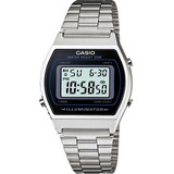 Reloj Casio Hombre B-640wd-1a Vintage Hombre Mujer Color De La Malla Plateado Color Del Bisel Negro Color Del Fondo Gris