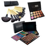 Kit Paleta Maquiagem Com 195 Cores + Conjunto De 24 Pinceis