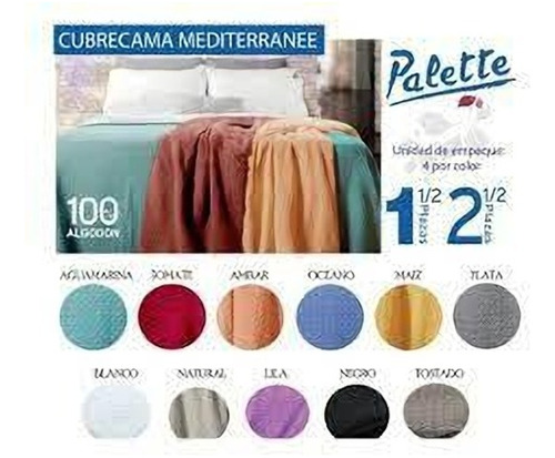 Cubrecama Palette Mediterranee 1 1/2 Plaza 100% Algodon