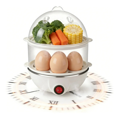 Vaporera Electrica Tiiyee Para Verduras Y Hervidor Aporcador Huevos 2 En 1 Multifuncional Para Hogar De Acero Inoxidable Con Autocorte Para Desayuno Pequeño Doble Capa Resistente Rapido Facil De Usar | Meses sin interés