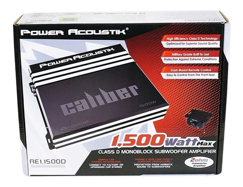 Amplificador Clase D Power Acoustik Re1.1500d Para Woofer Color Negro
