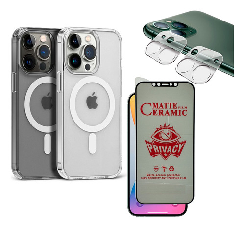 Estuche Magnetico + Ceramico Antiespia + Camara Para iPhone 