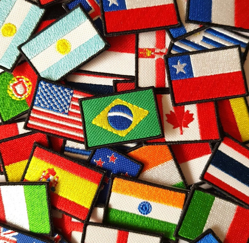 Kit 2 Mini Bandeiras Bordada Todos Países 3,0x4,5cm Patch