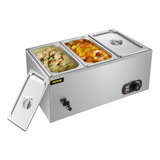 Calentador De Alimento Baño Maria 1200w 3 Ollas 30-85°c 110v