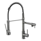 Torneira Cozinha Gourmet Monocomando Dupla Inox Dekorcazza Cor Grafite