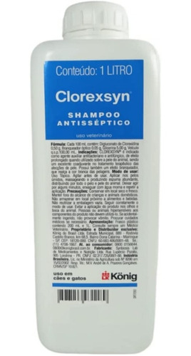 Clorexsyn Konig 1 Lt - Shampoo Antisséptico E Desinfetante