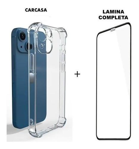 Carcasa Gel Antishock+lamina Vidrio Para iPhone Full Modelos