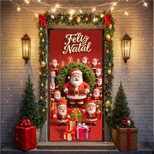 Capa De Porta Descorativa 0,85 X 2,10 Natal Com Elástico