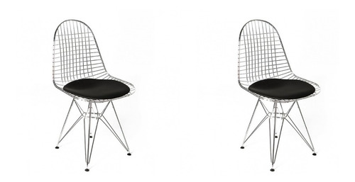 Silla Bertoia Eames Eiffel Cromada Asiento Tapizado