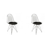 Silla Bertoia Eames Eiffel Cromada Asiento Tapizado