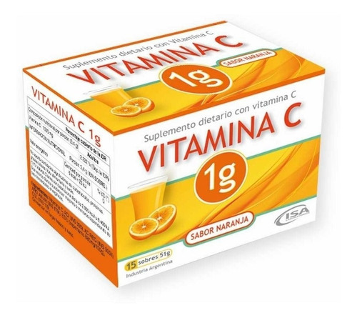 Suplemento Dietario Vitamina C 1g  Isa X 15 Sobres