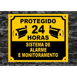 3 Placas Grande De Monitoramento E Alarme Protegido  27x22cm