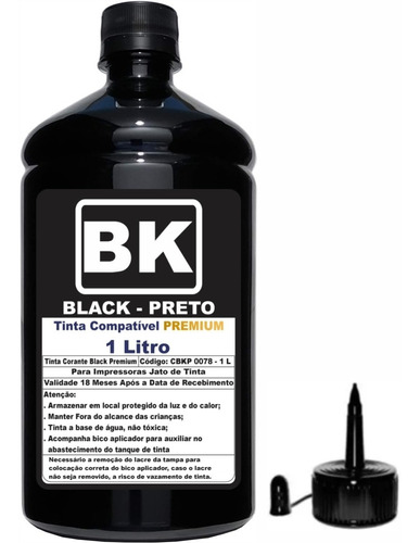 Tinta Preta 1 Litro Compatível Epson L395 L395 L495 L355