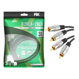 Cabo Rca 3 Metros Dupla Blindagem Cobre 2+2 Rca 3m Blindado - Pix