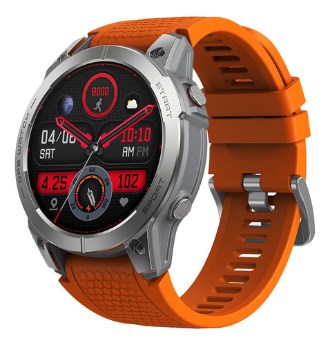 Reloj Inteligente Zeblaze Stratos 3 Premium Gps Ultra Hd Inc Color De La Caja Plateado Color De La Malla Naranja Color Del Bisel Plateado Diseño De La Malla Silicona