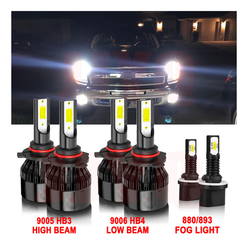 Kit De Led Focos Antiniebla 6000k 8000lm Para Serie Chevy