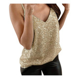 Camisola De Tirantes Con Lentejuelas Brillantes Para Mujer