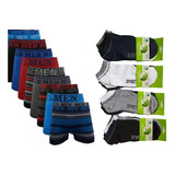 Combo Hombre 6 Boxer + 12 Pares De Medias Soquetes