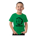 Remera Niño Hulk Dibujo Puño Personalizada Con Nombre