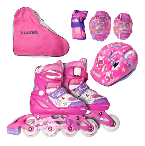 Patines Con Luz Y Equipo De Proteccion + Mochila + Envio 