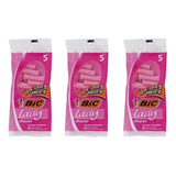 Aparelho De Barbear Lady Shaver Bic- 3 Pacotes C/5 Unid Cada