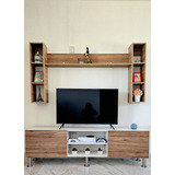 Mueble Para Tv 180 Cm Con Repisa Y Estantes Flotantes