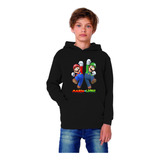 Polerón Canguro Capucha Diseño Mario Bros Estampada Dtf Cod 004