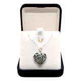 Collar Locket Portafoto Corazón Plata Sólida Ley 925 + Caja