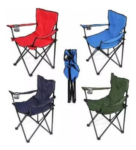 Silla Playa Plegable De Camping Playera Porta Vaso