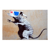 Cuadro Focu Deco En Lienzo Canvas 20x30 Banksy - Rata 3d