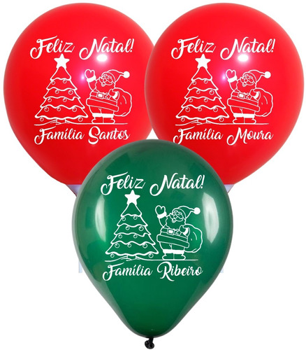 30 Bexigas De Natal Personalizadas Com Nome Ou Sua Logo!