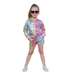 Conjunto Infantil Corta Vento Holografica Moda Blogueirinha 