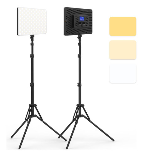 Qeuooiy - Paquete De 2 Luces Led De Video Con Soporte De Tri