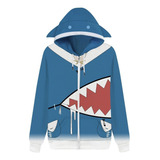 Hololive Gawr Gura Cosplay Azul Cremallera Sudadera