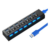 Hub Usb 3.0 Régua 7 Portas Cabo Extensor Adaptador Hd Ssd