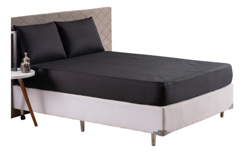 Capa De Colchão Impermeável Cama Box Bau King Size Preto